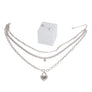 Silver 3 Layer Chain Locked Heart Necklace