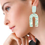 Turquoise Marbled Clay U Drop Earrings