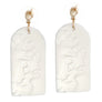 White Clay Rounded Rectangle Bridal Earrings