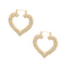 Gold Bling Heart Bamboo Hoops