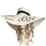 Do Not Disturb Weaved Beach Embroidered Bead Floppy Wide Brim Sun Hat Ribbon Bow