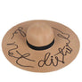 Do Not Disturb Weaved Beach Embroidered Bead Floppy Wide Brim Sun Hat Ribbon Bow