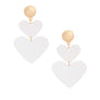 White Double Heart Earrings