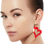 Red Matte Gold Heart Earrings