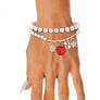 Silver Bead 2 Pcs Heart Charm Bracelets