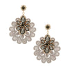 Gray Fabric Lace Crystal Earrings