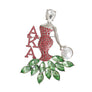 Pink Green Woman Sorority Pin