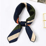 Women Silk Satin Square Line Striped Pattern Scarf Bandana Mini Neck protective
