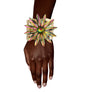 Pink Green Flower Open Cuff