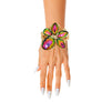 Pink Green Crystal Flower Hinge Cuff