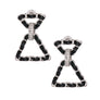 Black Woven Silver Triangle Earrings