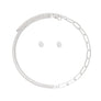 Silver CZ Mixed Link Necklace