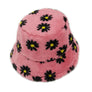 Pink Floral Faux Fur Bucket Hat