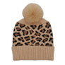 Camel Leopard Pom Beanie