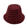 Red Geo Pattern Topstitch Bucket Hat