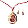 Long Fuchsia Leather Pendant Necklace