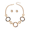 Gold Round Link Tortoiseshell Necklace Set