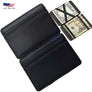 Business Credit Card Leather Wallet Elastic Band 2 Folders Money Slim Strap Hold