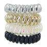 4 Spiral Hair Ties Traceless No Crease Metallic Coil Phone Cord Ponytail Holder