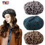 Women Animal Pattern Print Leopard French Vintage Style Beret Beanie Hat Cap