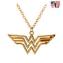 Super Girl Superhero Wonder Woman Pendant Gold Charm Feminist Symbol Necklace