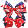 Patriotic American Flag Heart Ribbon Bow Tie Hair Pin Headband USA 4th of July
