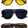 Flip Open Up Lens Flat Top Aviator Sunglasses Tortoise Shell Black Yellow Brown