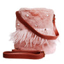 Mauve Fur Pearl Stud Bucket Bag