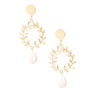 Leaf and Pearl Drop Earrings