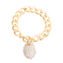 Gold Oval Pave Charm Bracelet