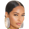 Gold Rhinestone Wide Metal Hoops