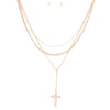 Gold Triple Chain Cross Set