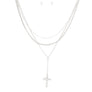 Silver Triple Chain Cross Set