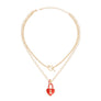 Red Locked Heart Gold Necklace