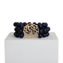 Navy Bead Round Gold Bracelet