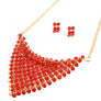 Red Bead Scarf Necklace Set