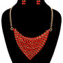 Red Bead Scarf Necklace Set