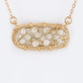 Wired Beads Oval Pendant Necklace
