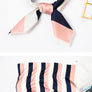 Women Silk Satin Square Line Striped Pattern Scarf Bandana Mini Neck protective