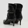 Black Polyurethane Python Effect Texture Boots