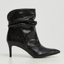 Black Polyurethane Python Effect Texture Boots
