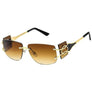 Brown Rimless Temple Sunglasses