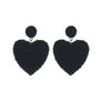 Black Seed Bead Heart Earrings