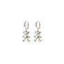Silver Huggie Teddy Bear Hoops