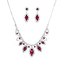 Fuchsia Marquise Crystal Silver Set