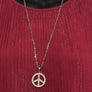 Gold Silver Rhinestone Crystal Cubic Peace Sign Symbol Pendant Long Necklace