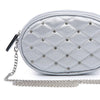 Diamond Leather Velvet Waist Fanny Pack Silver Black Quilted Chain Shoulder Bag