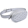 Diamond Leather Velvet Waist Fanny Pack Silver Black Quilted Chain Shoulder Bag