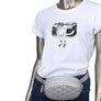 Diamond Leather Velvet Waist Fanny Pack Silver Black Quilted Chain Shoulder Bag