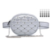 Diamond Leather Velvet Waist Fanny Pack Silver Black Quilted Chain Shoulder Bag